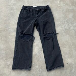 abercrombie & fitch curve love 90s baggy low rise ripped distressed denim jeans
